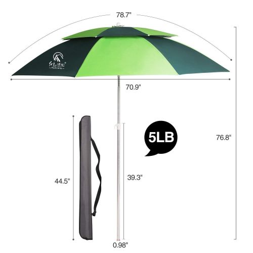  REDCAMP Portable Vented Beach Umbrella with Sand Anchor, 6.5 ft Large Sturdy Outdoor Sport Umbrella with Aluminium Pole, 360°Arbitrary Rotating