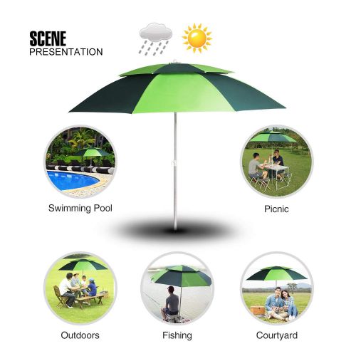  REDCAMP Portable Vented Beach Umbrella with Sand Anchor, 6.5 ft Large Sturdy Outdoor Sport Umbrella with Aluminium Pole, 360°Arbitrary Rotating