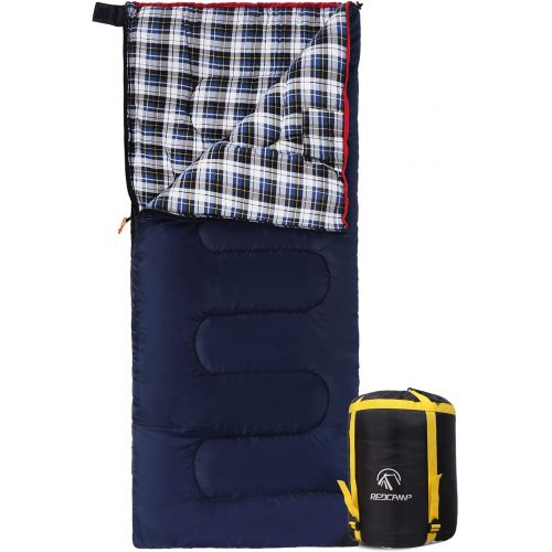  REDCAMP Cotton Flannel Sleeping bags for Camping, 41F5C 3-4 season Warm and Comfortable, Envelope Blue with 234lbs filling (75x33)