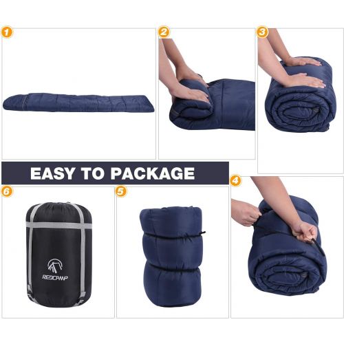  REDCAMP Cotton Flannel Sleeping bags for Camping, 41F5C 3-4 season Warm and Comfortable, Envelope Blue with 234lbs filling (75x33)