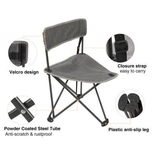  REDCAMP Lightweight Tripod Camping Chair with Back, 2-Pack/5-Pack Folding Portable Tripod Seat Stool with Shoulder Strap, Perfect for Outdoor Traveling