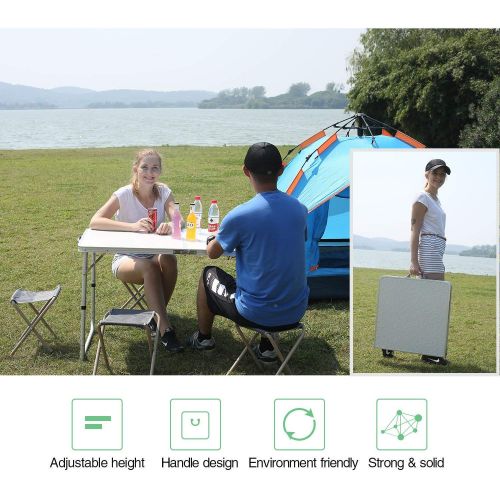  REDCAMP Small Aluminum Folding Table 2 Foot, Adjustable Height Portable Camping Table, Sturdy Lightweight 24 Camp Table