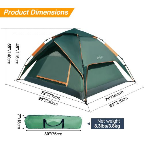  REDCAMP 2-4 Person Instant Tent for Camping, Waterproof Automatic Popup Tent 3 Season for Family Outdoor Backpacking Travel