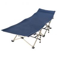 REDCAMP JMETRIE Folding Camping Cots for Adults Heavy Duty, Extra Wide Sturdy Portable Sleeping Cot for Camp Office Use, Blue