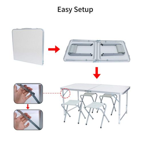  REDCAMP Lcyus Portable Camping Folding Table, Lightweight 4-Person Folding Aluminum Picnic Party Dining Desk Perfect for The Beach, Camping, Picnics, Cookouts and More (White)