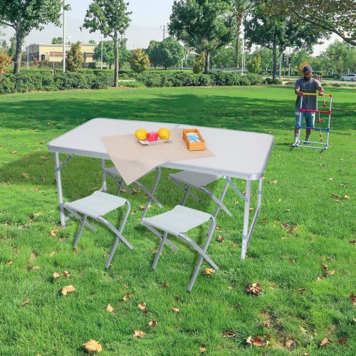  REDCAMP Lcyus Portable Camping Folding Table, Lightweight 4-Person Folding Aluminum Picnic Party Dining Desk Perfect for The Beach, Camping, Picnics, Cookouts and More (White)