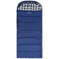 REDCAMP Cotton Flannel Sleeping Bag for Adults, 23/32F Comfortable, Envelope with Compression Sack Blue/Grey 2/3/4lbs (91x35)