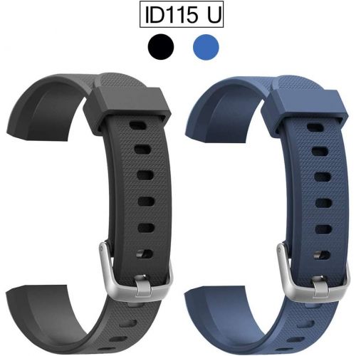  [아마존베스트]Replacement Band for ID115U, 2 Pack REDGO ID115 U and ID115U HR Replaceable Strap Length Adjustable for Smart Bracelet Fitness Tracker, Black Blue