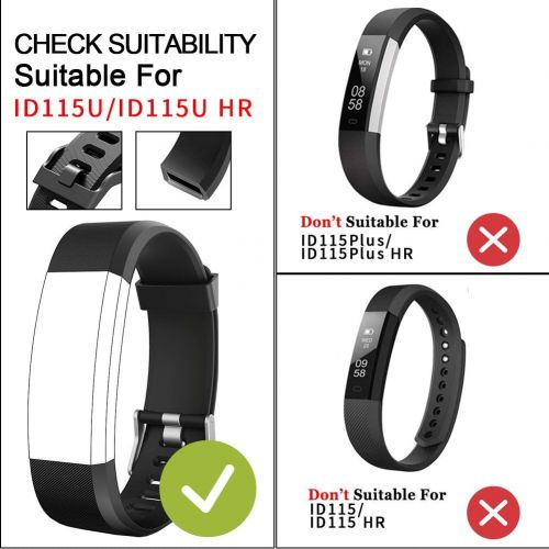  [아마존베스트]Replacement Band for ID115U, 2 Pack REDGO ID115 U and ID115U HR Replaceable Strap Length Adjustable for Smart Bracelet Fitness Tracker, Black Blue