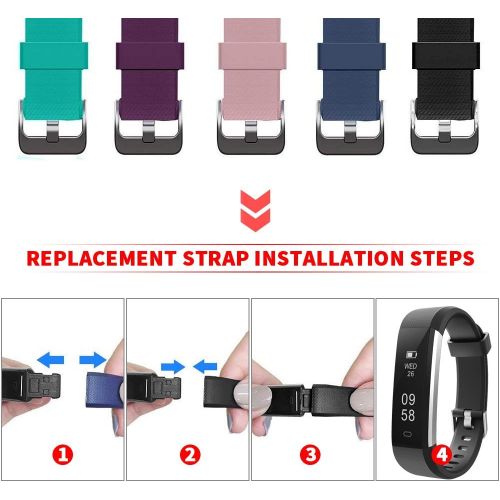  [아마존베스트]Replacement Band for ID115U, 2 Pack REDGO ID115 U and ID115U HR Replaceable Strap Length Adjustable for Smart Bracelet Fitness Tracker, Black Blue