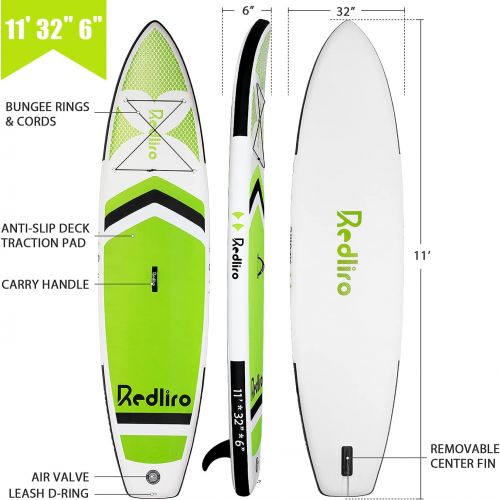  REDLIRO Inflatable Stand Up Paddle Board, Surfuring SUP with Accessories & Backpack, Non-Slip Deck, Phone Pouch, Paddle and Hand Pump for Water Yoga&Fishing