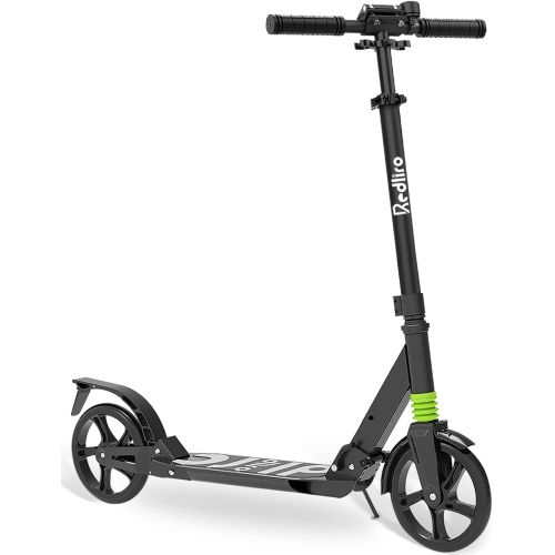  REDLIRO Kick Scooter for Teens, Foldable Big Wheel Scooter for Adults, Easy to Carry, Adjustable Height, Double Suspension, Great Gift Selection for Boys and Girls