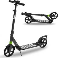 REDLIRO Adult Scooter with Rear Break, Adjustable Handlebars, Big Wheels, Shock Absorption - Folding Sport Kick Scooters for Teens Boys Riders up to 220 lbs
