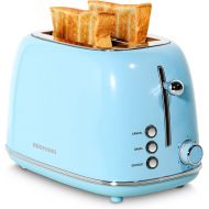 REDMOND 2 Slice Toaster Retro Stainless Steel Toaster with Bagel, Cancel, Defrost Function and 6 Bread Shade Settings Bread Toaster, Extra Wide Slot and Removable Crumb Tray, Blue,