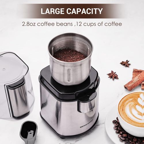  Coffee Grinder Electric, REDMOND Coffee Bean Dry Grinder with Stainless Steel 2.8 OZ Removable Dry Grinding Bowl, 160W，Black