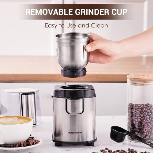  Coffee Grinder Electric, REDMOND Coffee Bean Dry Grinder with Stainless Steel 2.8 OZ Removable Dry Grinding Bowl, 160W，Black