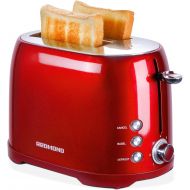 REDMOND Toaster 2 Slice, Retro Bagel Stainless Steel Compact Toaster with 1.5”Extra Wide Slots, 7 Bread Shade Settings for Breakfast, 800W (Empire Red)