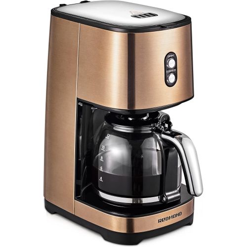  Coffee Maker 12 Cup, REDMOND Drip Coffee Machine with Reusable Filter, Brew Strength Control, 2 Hours Keep Warm Function, Anti-Drip System - Vintage Copper