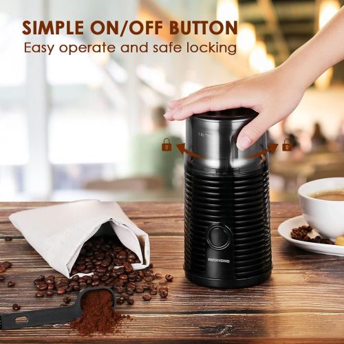  [아마존베스트]REDMOND Electric Coffee Grinder, Coffee Bean & Spice Grinder with 2.8 OZ Large Capacity Removable Cup, Stainless Steel Blade and 2-in-1 Cleaning Brush, 160W, Black, CG004