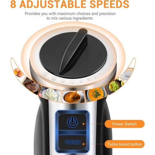  [아마존베스트]REDMOND Immersion Hand Blender, 3-in-1 8-Speed Stick Blender with Milk Frother, Egg Whisk for Smoothies, Coffee Milk Foam, Puree Baby Food, Sauces and Soups, HB004
