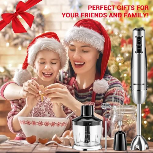  [아마존베스트]REDMOND Immersion Hand Blender, 5-in-1 Hand Blender 12 Speed Stick Blender with 500ml Food Grinder, BPA-Free, 600ml Container, Milk Frother,Egg Whisk,Puree Infant Food