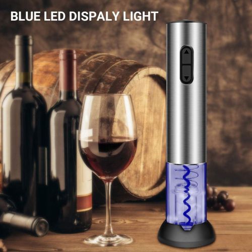  [아마존베스트]REDMOND Electric Wine Opener, Rechargeable Cordless Stainless Steel Automatic Corkscrew Wine Opener with Foil Cutter Base, Cork Remover for Wine Bottle LED Indicator Light for Home