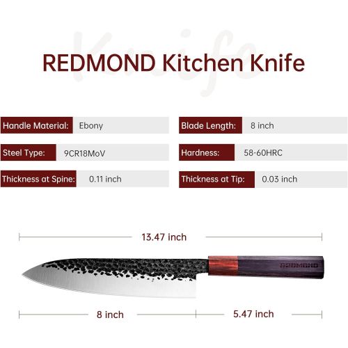  REDMOND Chef’s Knife Gyuto 8 inch Kitchen Knife 9CR18MoV Super Sharp Cooking Knife Sushi Knife with Ergonomic Handle, Gift Box