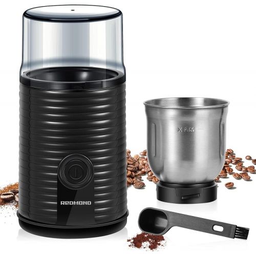  [아마존베스트]REDMOND Electric Coffee Grinder, Coffee Bean & Spice Grinder with 2.8 OZ Large Capacity Removable Cup, Stainless Steel Blade and 2-in-1 Cleaning Brush, 160W, Black, CG004