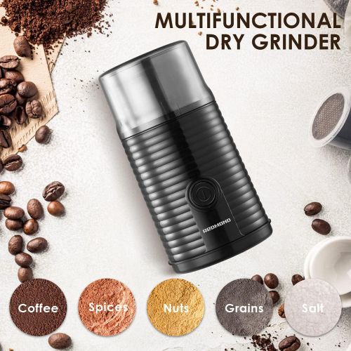  [아마존베스트]REDMOND Electric Coffee Grinder, Coffee Bean & Spice Grinder with 2.8 OZ Large Capacity Removable Cup, Stainless Steel Blade and 2-in-1 Cleaning Brush, 160W, Black, CG004