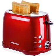 [아마존베스트]REDMOND Retro Toaster 2 Slice Stainless Steel Compact Bagel Toaster with 1.5”Extra Wide Slots, 7 Bread Shade Settings, Removable Crumb Tray for Breakfast, 800W (Claret Red)