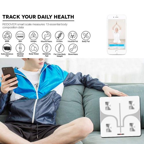  REDOVER-Bluetooth Body Fat Scale with Free IOS and Android App, Smart Wireless Digital...