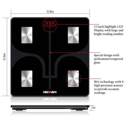  REDOVER-Bluetooth Body Fat Scale with Free IOS and Android App, Smart Wireless Digital...