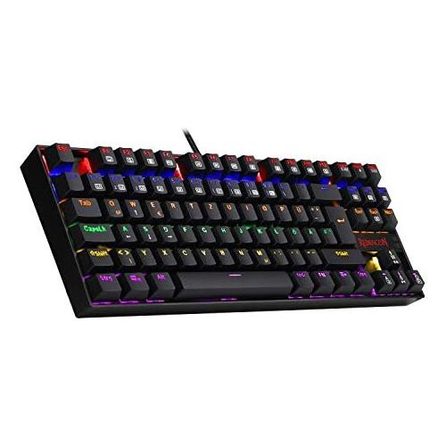  [아마존베스트]Redragon K552 Mechanical Gaming Keyboard 60% Mini TKL Keyboard with Red Switch 87 Keys for PC Gaming (Rainbow Illuminated - DE QWERTZ)