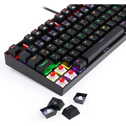  [아마존베스트]Redragon K552 Mechanical Gaming Keyboard 60% Mini TKL Keyboard with Red Switch 87 Keys for PC Gaming (Rainbow Illuminated - DE QWERTZ)