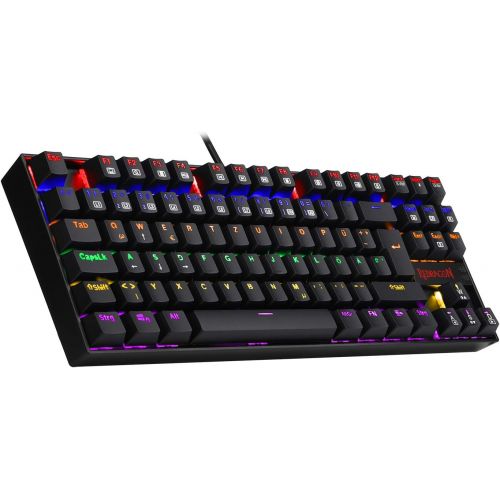  [아마존베스트]Redragon K552 Mechanical Gaming Keyboard 60% Mini TKL Keyboard with Red Switch 87 Keys for PC Gaming (Rainbow Illuminated - DE QWERTZ)