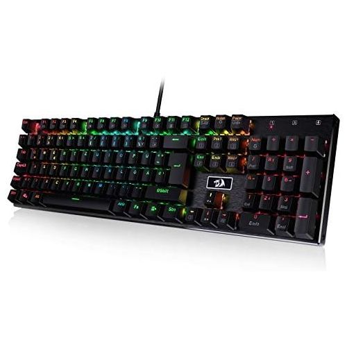  [아마존베스트]Redragon K556-DE Mechanical Gaming Keyboard RGB Backlight, Brown Switch with 105 Keys, Fully Programmable Gaming Keyboard, Metal Plate, 100% Anti-Ghosting (German Layout)