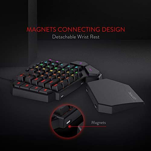  [아마존베스트]Redragon K585 DITI Single Hand RGB Mechanical Gaming Keyboard, Blue Switch, Type C Professional Gaming Keyboard with 7 Built-in Macro Keys, Removable Wrist Support, 42 Keys