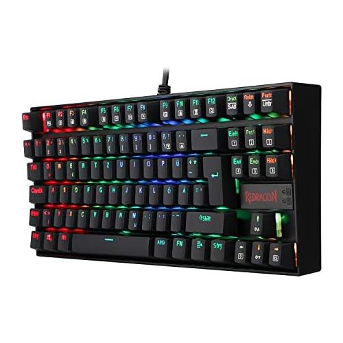  [아마존베스트]Redragon K552 Mechanical Gaming Keyboard 60% Mini TKL Keyboard with Red Switch 87 Keys for PC Gaming (RGB Illuminated - DE QWERTZ)