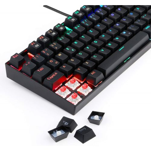  [아마존베스트]Redragon K552 Mechanical Gaming Keyboard 60% Mini TKL Keyboard with Red Switch 87 Keys for PC Gaming (RGB Illuminated - DE QWERTZ)