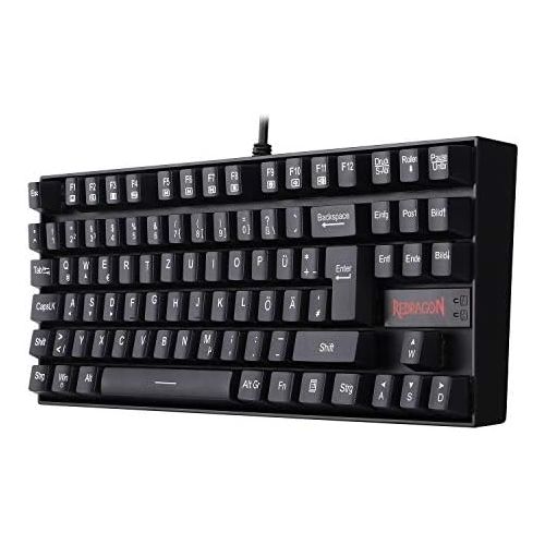  [아마존베스트]Redragon K552 Mechanical Gaming Keyboard 60% Mini TKL Keyboard with Red Switch 87 Keys for PC Gaming (Without Lighting - German QWERTZ)