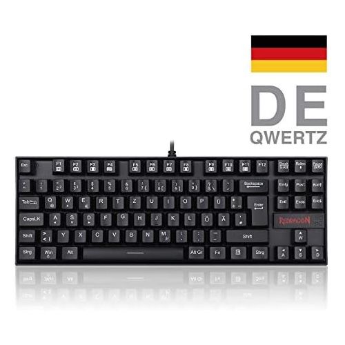  [아마존베스트]Redragon K552 Mechanical Gaming Keyboard 60% Mini TKL Keyboard with Red Switch 87 Keys for PC Gaming (Without Lighting - German QWERTZ)