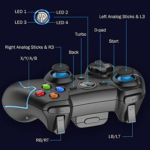  [아마존베스트]REDSTORM Wireless PC Controller 2er-Pack, USB Controller Windows Gamepad mit Dual Vibration, Turbo-Funktion, fuer PS3/ Android / Windows