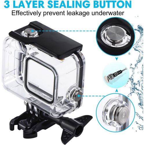  REDTRON Waterproof Housing Case for GoPro Hero 8, 60M Diving Protective Housing Shell for GoPro Hero 8 Black Action Camera, Underwater Waterproof Protective Case with Quick Release Mount a