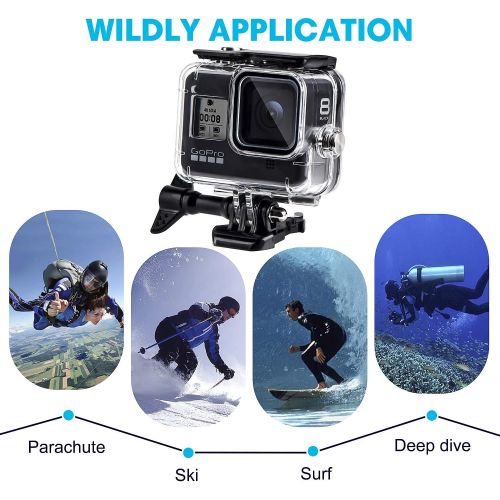  REDTRON Waterproof Housing Case for GoPro Hero 8, 60M Diving Protective Housing Shell for GoPro Hero 8 Black Action Camera, Underwater Waterproof Protective Case with Quick Release Mount a