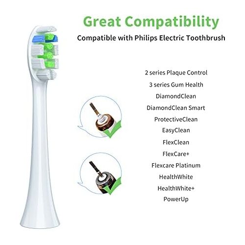  REDTRON Toothbrush Heads Compatible with Philips Diamond Clean Electric Toothbrush, Pack of 8 Attachments Works with Replacement Brushes Plaque Control, Gum Health, FlexCare, Healt