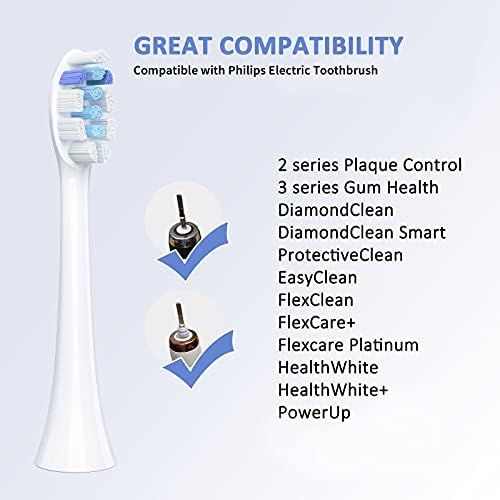  REDTRON Attachments Compatible with Philips Electric Toothbrush, Pack of 8 Electric Replacement Brush Heads Suitable for Gum Health, FlexCare, HealthyWhite, Essence+ and EasyClean