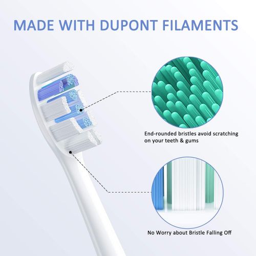  REDTRON Attachments Compatible with Philips Electric Toothbrush, Pack of 8 Electric Replacement Brush Heads Suitable for Gum Health, FlexCare, HealthyWhite, Essence+ and EasyClean