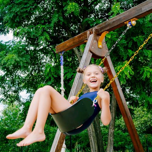  [아마존베스트]REEHUT Swing Seat Heavy Duty with 66 Chain Plastic Coated, Swing Set Accessories Swing Seat Replacement, 250 LB Weight Limit (Green)