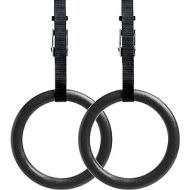 REEHUT Gymnastic Rings with Adjustable Straps, Metal Buckles & Ebook - Home Gym (Set of 2) - Non-Slip - Great for Workout, Strength Training, Fitness, Pull Ups and Dips, Ebook Incl