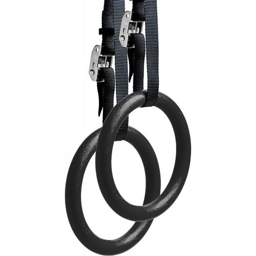  REEHUT Gymnastic Rings with Adjustable Straps, Metal Buckles & Ebook - Home Gym (Set of 2) - Non-Slip - Great for Workout, Strength Training, Fitness, Pull Ups and Dips, Ebook Incl